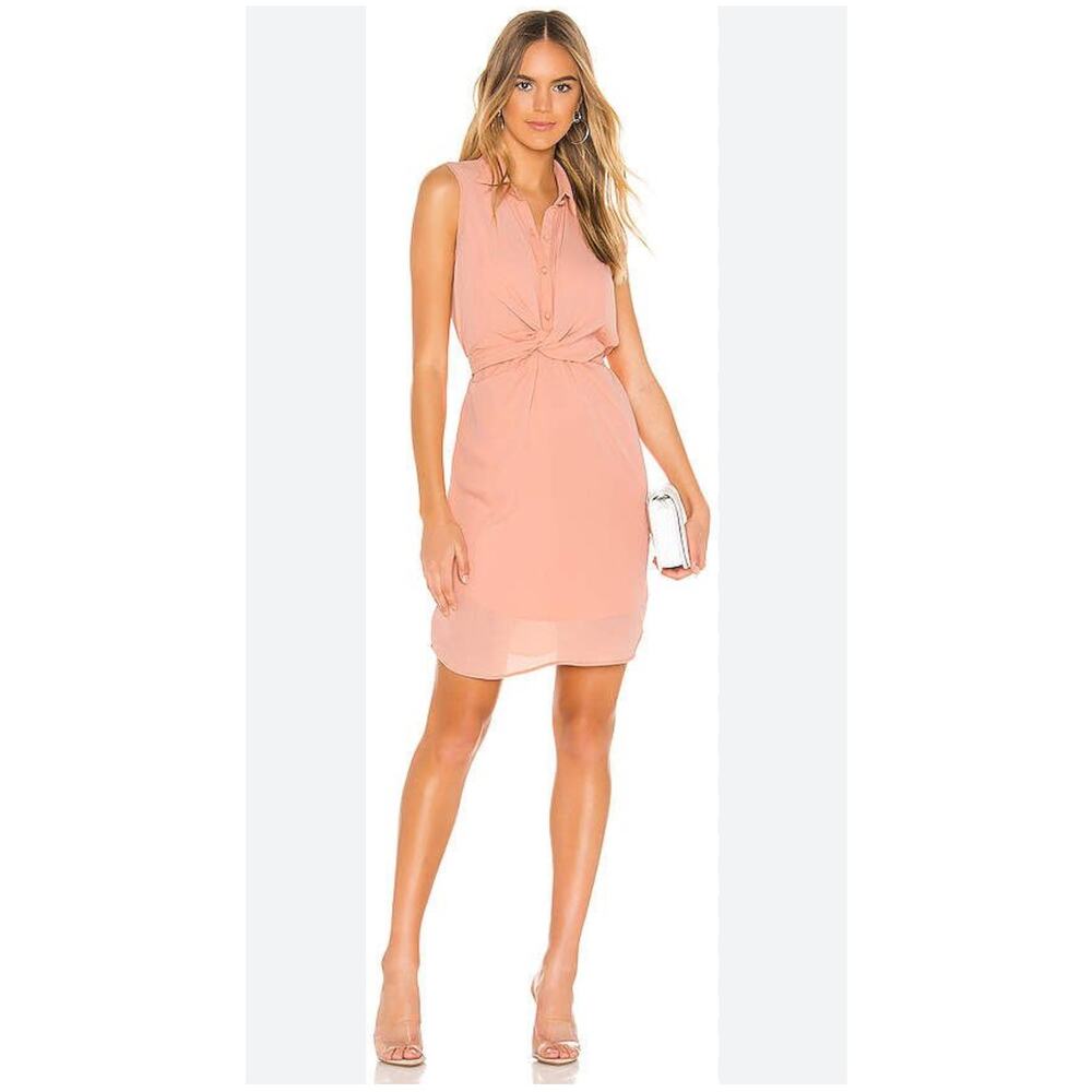 Krisa Wrap Sleeveless Half Button Up Dress Size M Medium Blush Pink